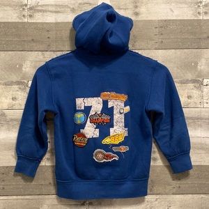 DISNEY PARKS WALT DISNEY WORLD CARS GRAPHIC ZIP UP HOODIE BLUE YOUTH SMALL